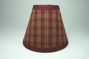 Country Burgundy Sturbridge Plaid Fabric Chandelier Candle Lampshade Lamp Shade - Picture 1 of 7