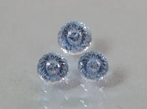 Lab Created Spin. 3 Stones. Aquamarine Color. Portuguese Cut. Gorgeous Color - Picture 1 of 5