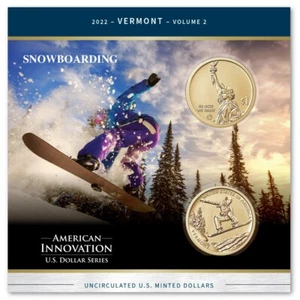 American Innovations 2022 Dollar Collection- Snowboarding Vermont - Picture 1 of 1