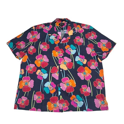 Camisa de terciopelo de Graham & Spencer para mujer XX estampado floral abotonada top hawaiano Foto 1 de 4