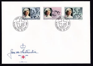 Liechtenstein FDC 1985 Michel 875/77 Gina president Red Cross - Complete Set - Picture 1 of 2