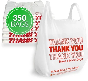 Thank You Plastic Bags (350 Count) (11.5" x 6.5" x 21") (White) - Grocery, Sh... - Picture 1 of 12
