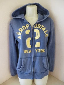 Aeropostale Hoodie Womens Medium Full Zip New York Embroidered 87 Distressed Y2K - Picture 1 of 22