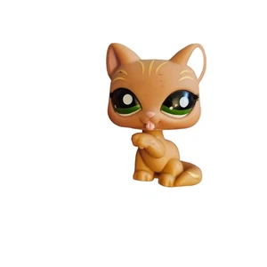 Littlest Pet Shop LPS #1188 CARINO gatto abbronzato leccare zampa anteriore 2008 occhi verdi - Foto 1 di 4