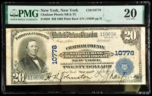 Fr#658 1902 $20 U.S Blue Seal NY Chatham Phenix National Currency Note PMG 20 VF - Picture 1 of 2