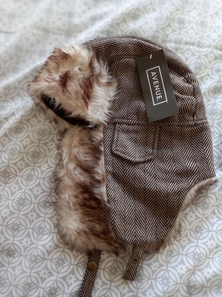 BNWT MEN'S ALDI FUR TRIM BROWN  WINTER TRAPPER HAT ONE SIZE - Image 1 of 4