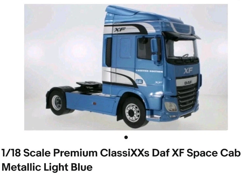 Premium ClassiXXs Diecast 1/18  Daf Metallic Light Blue Semi- Truck - Image 1 of 1