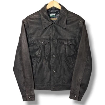 Paul Smith Suede Jacket Mens Small Black Trucker 100% Leather Bomber Lined VTG - Image 1 of 4