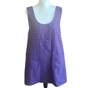 ModCloth Jumper Large Blue & Pink Houndstooth School Yard Sass Double-Breasted - Picture 1 of 9