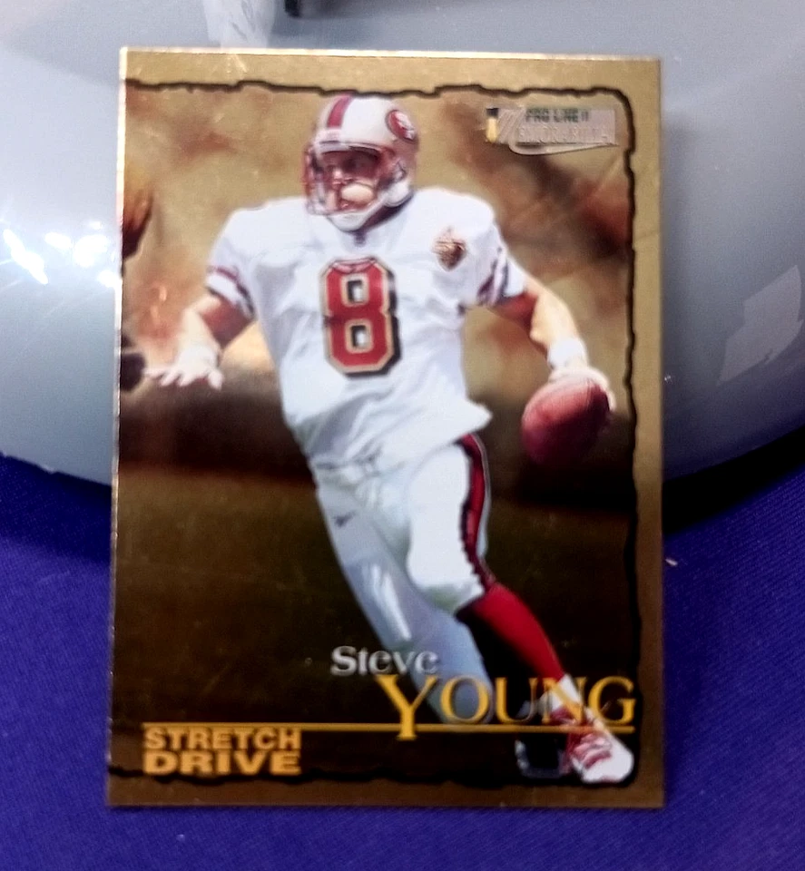1996 steve young PRO LINE STRETCH DRIVE GOLD SILVER FOIL SIGNATURE ERROR  RARE - Image 1 of 4