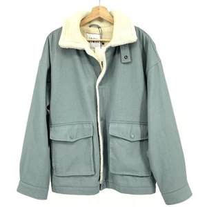 Zara Men Medium Weight Cotton Jacket Sherpa Lined Patch Pocket NWT Sz M - Picture 1 of 6