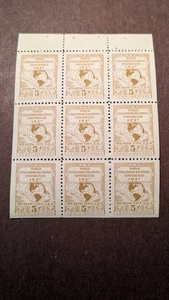 Estampilla telegráfica de EE. UU. #17T1 completa en muy buen estado folleto panel de 9 - Imagen 1 de 2