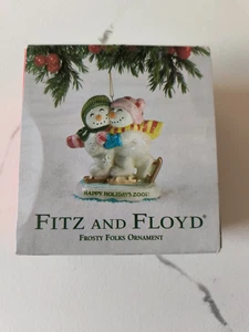 Fitz and Floyd 2001 Frosty Folks Snowman Ornament Happy Holidays Original Box - Picture 1 of 8