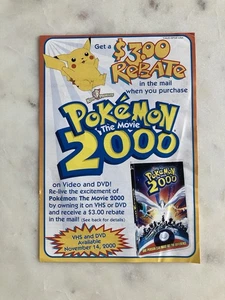 Pokemon 2000 The Movie $3 Rebate Official Offer Certificate - Picture 1 of 2