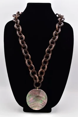 Nido Joyería Madreperla Abulón Concha Collar Colgante Grueso Firmado Bin2 Foto 1 de 4