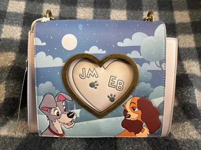 Loungefly Lady and the Tramp Heart Paw Prints Crossbody Bag (UPSIDEDOWN LOGO) - Image 1 of 4