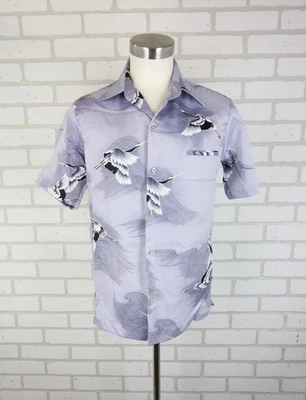 Camisa Tori Richard Vintage Años 70 Pequeña Disco Poliéster Pájaro Volador Grúa LEER Foto 1 de 4