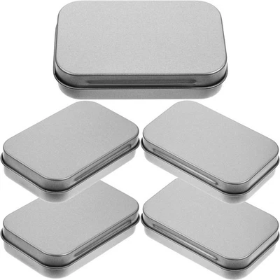  5 Pcs Tin Box Hinged Jewelry Boxes Packaging Tinplate Containers - image 1 of 4