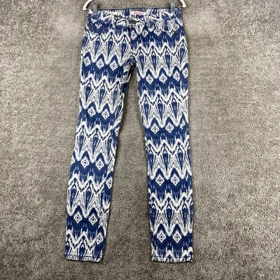 Hot Kiss Skinny Lily Jeans Women's Size 4 Blue Zig Zag Print Low Rise 5-Pocket - Image 1 of 4