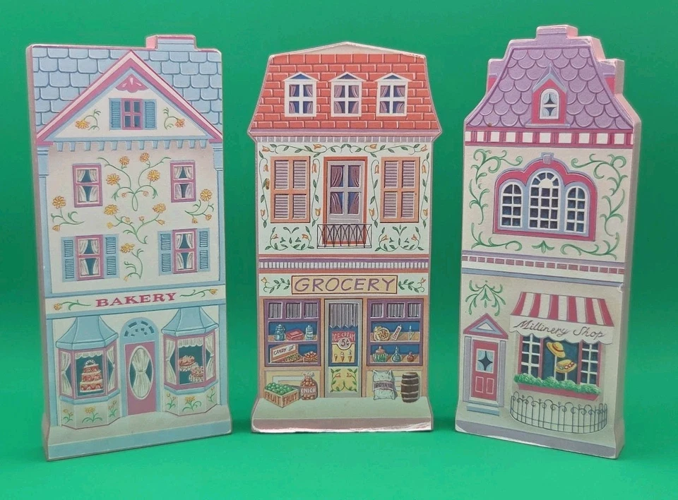 Lenox Village Flats настенные таблички 1997 Лот из 3 РЕДКИХ (розовое дерево) ЧИТАЙТЕ СМ. Винтажный - Изображение 1 из 4