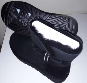 New UGG Australia Jackee Knot Sparkle Sheepskin Short Boot Size 10 Black - Picture 1 of 6