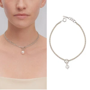 Justine Clenquet Design Necklace Women Artificial Pearl Clavicle Pendant Choker - Picture 1 of 7
