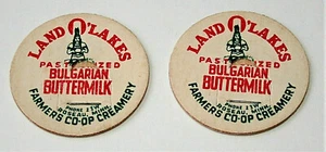 2 Land O'Lakes Dairy Farm Bolgarian Buttermilk Bottle Cap NOS 1950s Roseau Mn - Picture 1 of 3