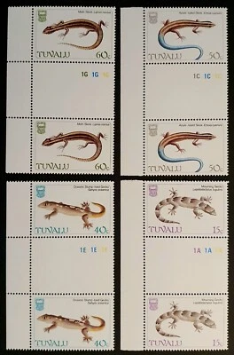 SELLOS TUVALU 1986 LAGARTOS MARGINALES CANALETAS PARES MNH Foto 1 de 2