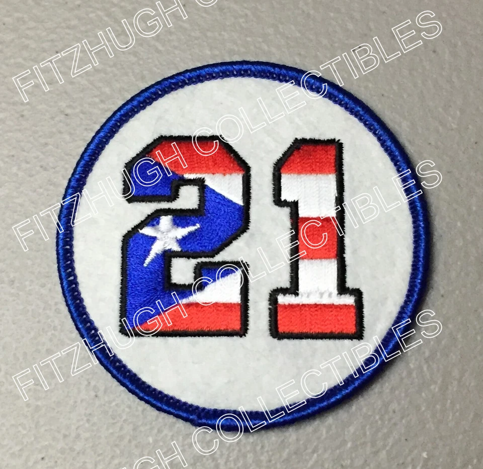 SALE: ROBERTO CLEMENTE PIRATES RETIRED JERSEY NUMBER 21 PUERTO RICO 3" PATCH - Image 1 of 2