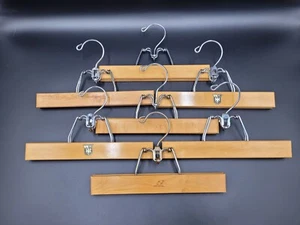 Wooden Trouser Hangers 7 Assorted 10.5" Vintage Modern Mixed Lot Some Setwell - Picture 1 of 7