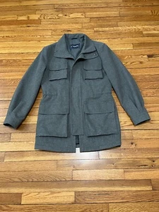 Chaps Mens Dress Coat Size 38R Gray Wool Blend Full Zip Pockets Lined Jacket - Picture 1 of 8