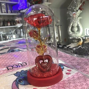 Beauty and The Beast Light Up Enchanted Rose in Glass Dome Lamp - Picture 1 of 6