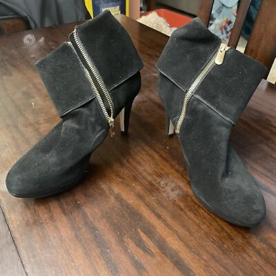 ADRIENNE VITTADINI женщин черный гальки овальный носок каблук замшевые кожаные ботинки 8 М новый - Изображение 1 из 4