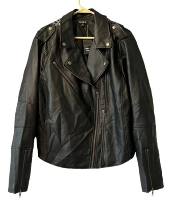 Torrid 2 Moto Jacket Women Cropped Black Floral Faux Leather Designer Modern - Image 1 of 4