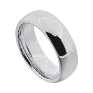7 mm Weiß Wolframhartmetall Frauen Männer Schmuck Hochzeit Band Ring Kuppel Politur - Bild 1 von 10