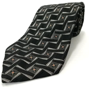 XMI Platinum Luxury Tie Black Silver Geometric Pattern Woven Silk Necktie USA - Picture 1 of 9