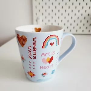 Cath Kidston Blue Ditsy Patchwork Large Stanley Mug 'Art is Heart' Rare - Picture 1 of 12