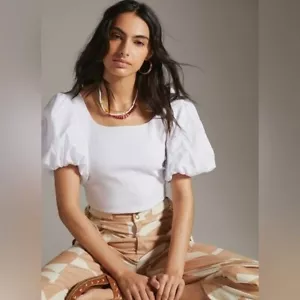 NWT Anthropologie Puff-Sleeved Tie-Back Top - Picture 1 of 5