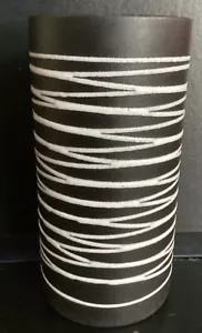 Royal Haeger Black pottery Vase Matte.Mid Century Modern.Swirl White.7” - Picture 1 of 5
