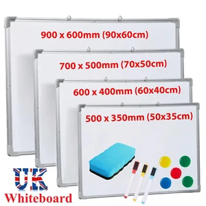 MAGNETIC WHITEBOARD SMALL LARGE WHITE BOARD DRY WIPE NOTICE OFFICE SCHOOL HOME - Picture 1 of 5