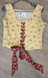 My Boyfriend's Back Yellow Floral Red Tie Bustier Corset Top. B55