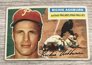 1956 Topps Richie Ashburn #120 - RARE White Back Phillies VG-EX Wrinkle V5-1B