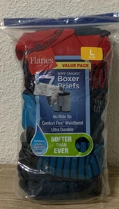 📀 Hanes Boys Tagless 7 Boxer Briefs VALUE PACK - L (14-16) - Picture 1 of 3
