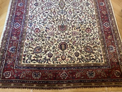 Orientteppich Rug India rot beige floral Wolle Fransen 300 x 190 Handgeknüpft - Bild 1 von 4