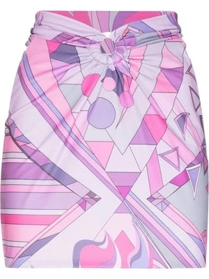 NUEVO CON ETIQUETAS Oceanus Traje de Baño Rosa y Púrpura Geométrico Eloide Co-ord Falda Talla XS $245 Foto 1 de 4