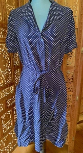 Vestido Me by Jennie Garth Estampado Lunares Azul Marino y Blanco Talla L NUEVO - Imagen 1 de 8