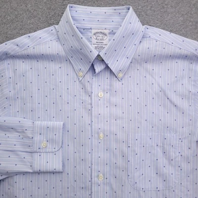Brooks Brothers Dress Shirt Mens 14.5 32 Regent Fit Non Iron Blue Polka Dot - Image 1 of 4