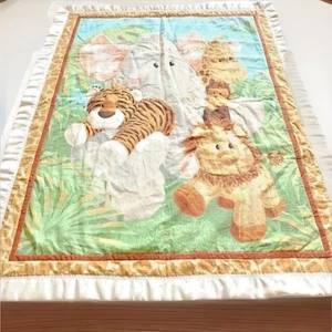 Baby Blanket Handmade Cute Unisex Quilted Handmade Zoo Animal Soft Rare Retro - Picture 1 of 22