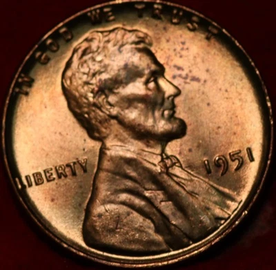 Uncirculated 1951 Philadelphia Mint Copper Lincoln Wheat Cent - Image 1 of 2