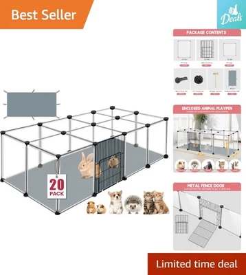 Parque Infantil Transparente para Mascotas 20 Paneles 48"x24"x16" con Alfombrilla Impermeable para Mascotas Pequeñas Foto 1 de 4